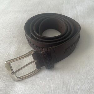 MEZLAN Brown Leather Dress Belt  Braided Made in Spain - Men's Size 40
